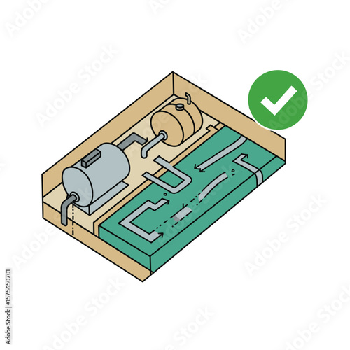 Septic tank. Verified underground sewage map plan