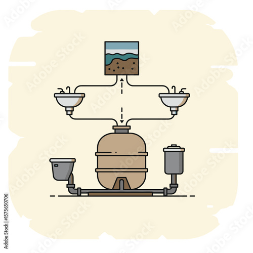 Septic Tank. Home Wastewater Disposal Layout