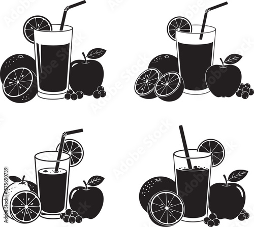 Fresh Fruit Juice and Fruit Silhouette Collection