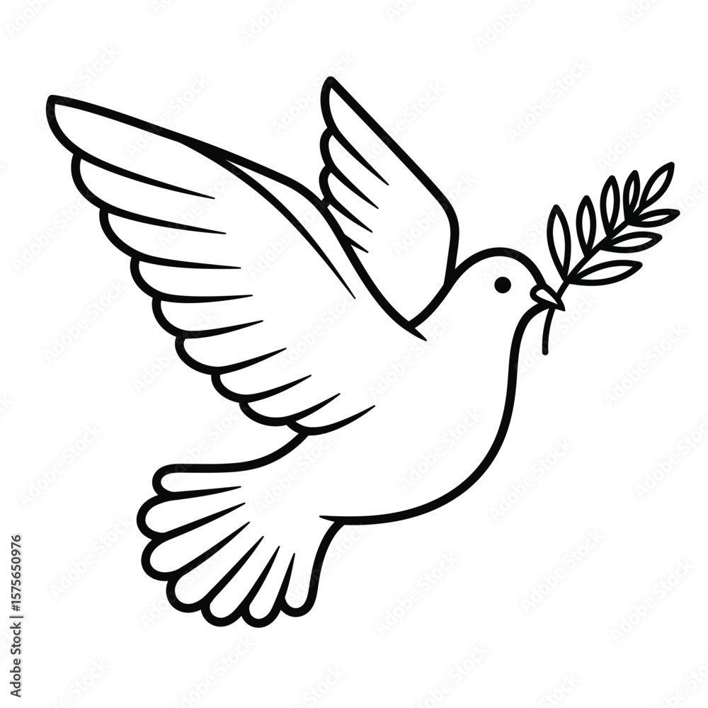 Fototapeta premium Peaceful Dove with Olive Branch - Symbol of Peace, Harmony, and Love