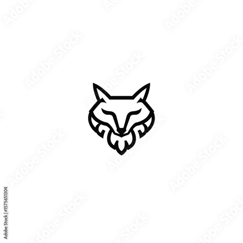 Minimalist Fox Head Line Art, Wild Animal Logo Design, Vector Illustration