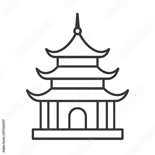 Traditional Asian pagoda illustration in minimalist style  