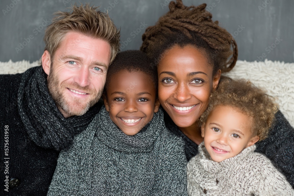 Fototapeta premium Smiling multiethnic family portrait