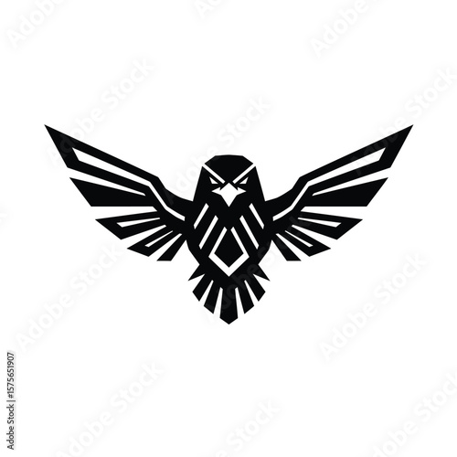 Geometric Eagle Wings Logo, Black Bird Graphic, Abstract Avian Design
