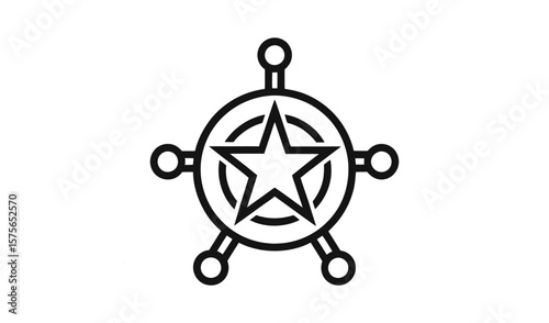 Iconic sheriff star badge symbol of law enforcement and western frontier justice
