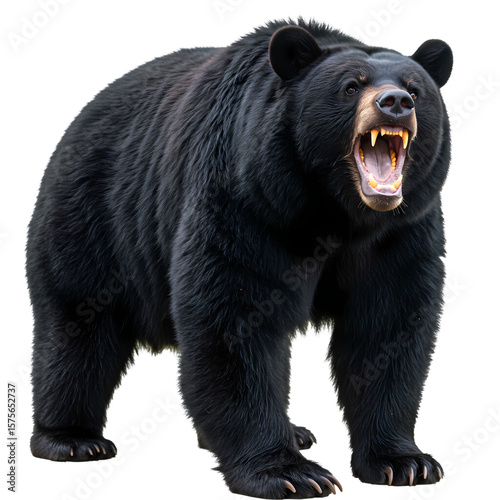 A Majestic Black Bear Roaring isolated on transparent background