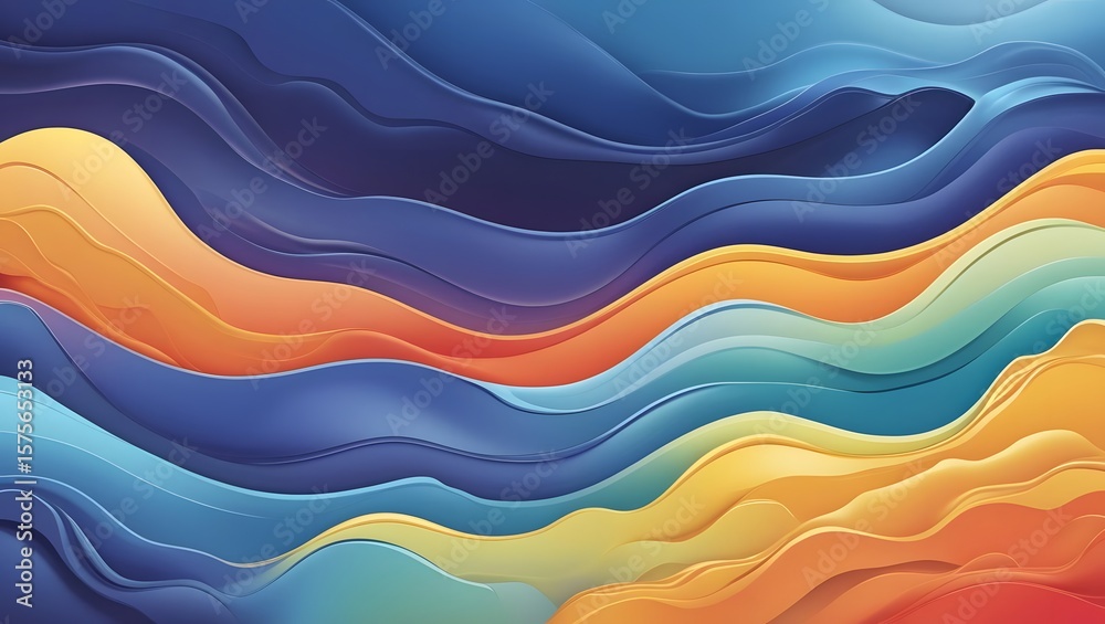 Abstract colorful wavy background featuring gradients of blue, orange, and yellow Abstract colorful wavy background featuring gradients of blue, orange, and yellow
