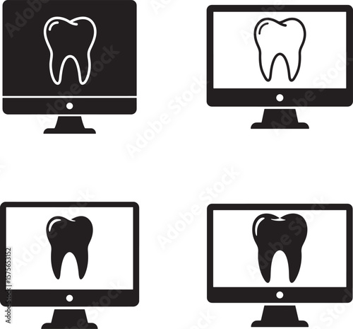 Computer Screens Displaying Tooth Silhouette
