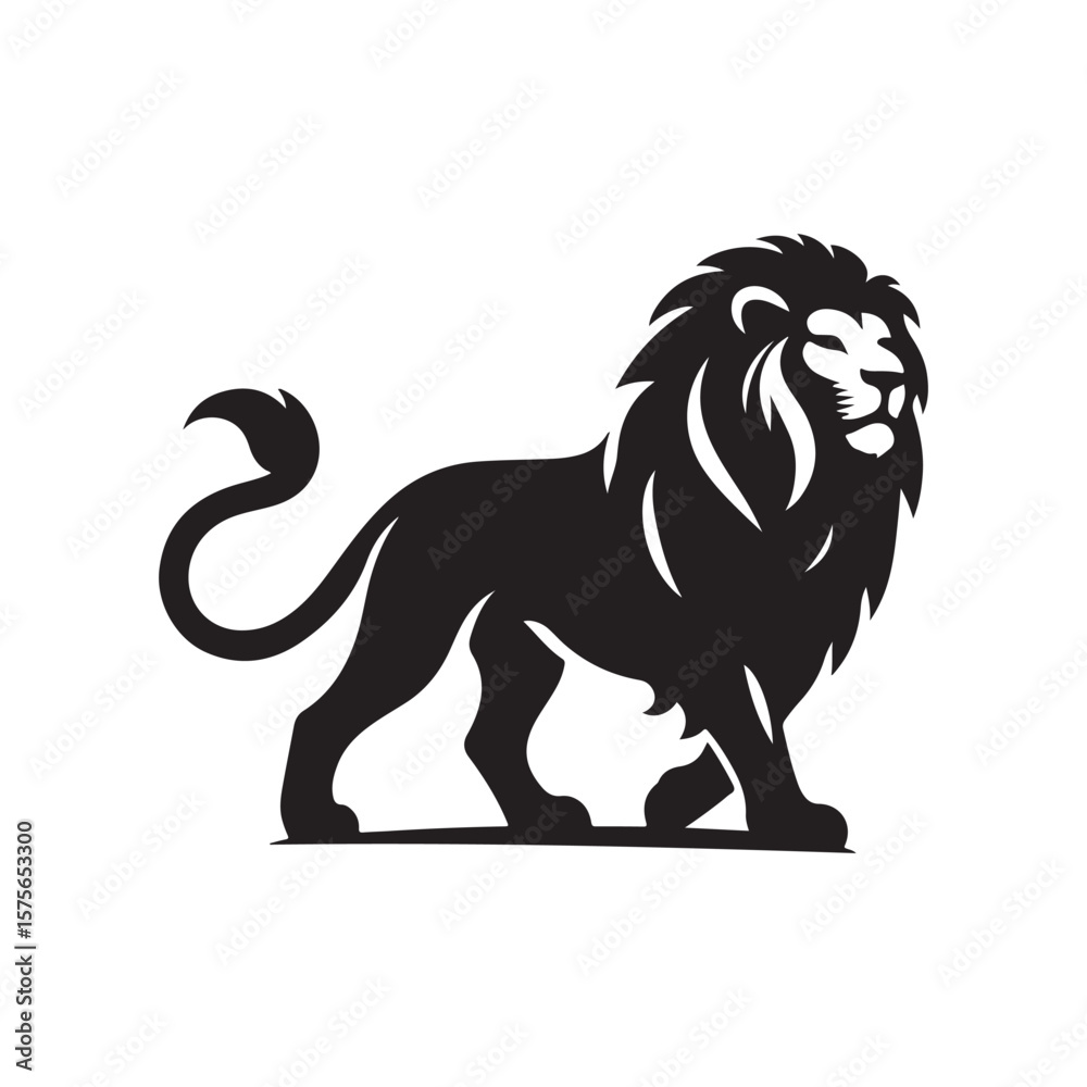 Obraz premium lion vector silhouette clip art logo design illustration. roaring head face collections.