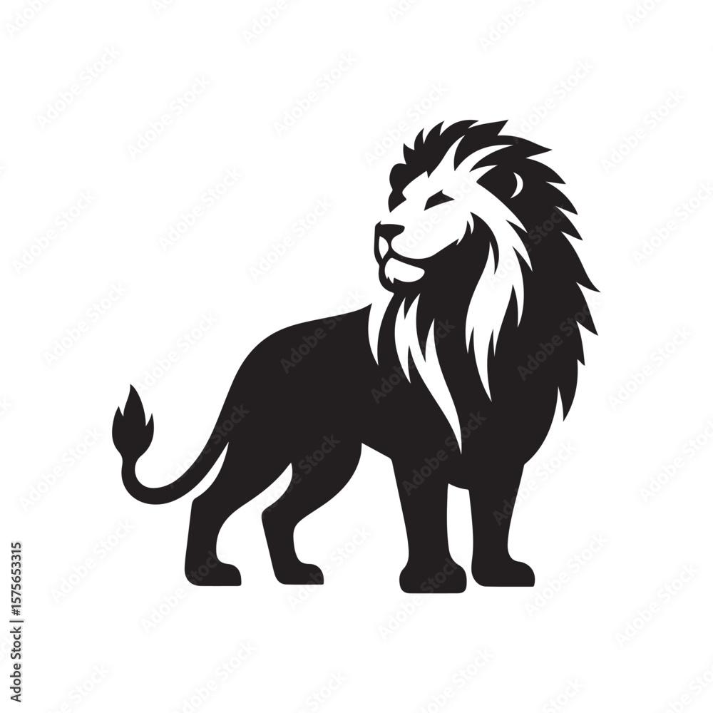 Obraz premium lion vector silhouette clip art logo design illustration. roaring head face collections.