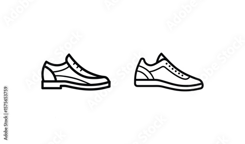 Comparison of a classic dress shoe and a modern athletic sneaker in outline style