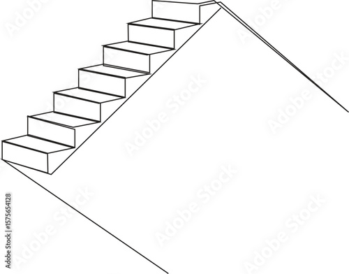 Single line Stairway symbol to reach achievement. The step up to be successful of business. Staircase vector icon isolated on transparent background. Vector Illustration