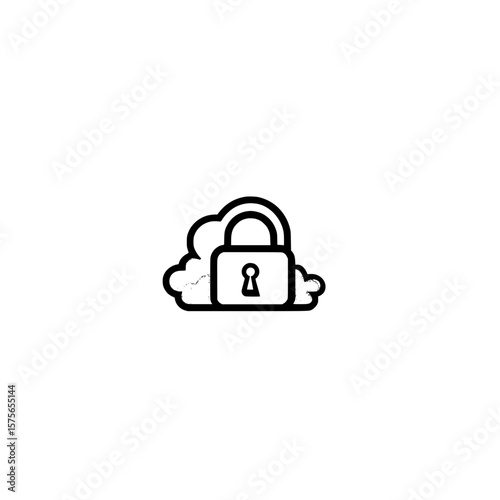 Padlock with Cloud Symbolizing Cloud Security Data Protection and Secure Digital Storage