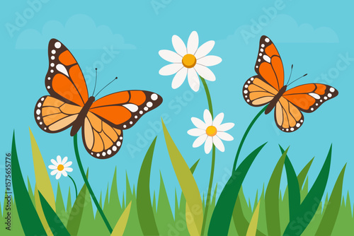 butterflies and flowers