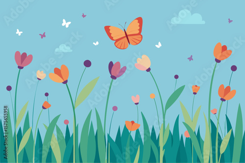 flowers and butterflies