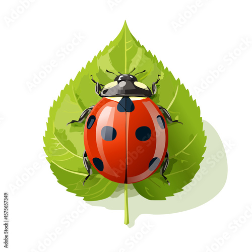 Ladybug on a Leaf: A Vibrant Vector Illustration