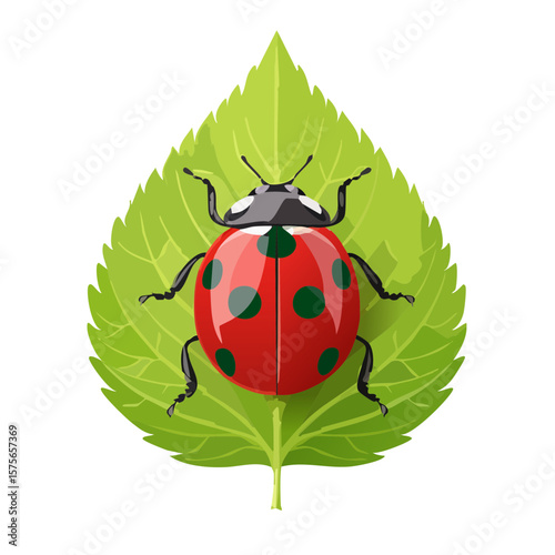 Ladybug on a Green Leaf Vector Image