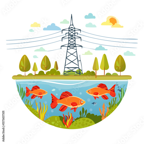 Goldfish in a Pond: A Serene Illustration of Nature and Energy