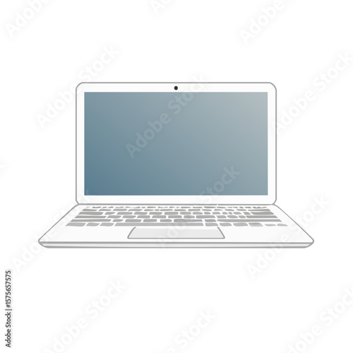 White Laptop Illustration Graphic Style Open Computer Design on Black Background