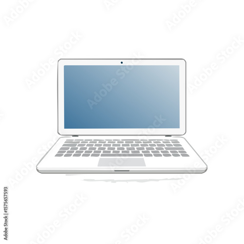 Laptop computer with a blue screen for business or education design illustration