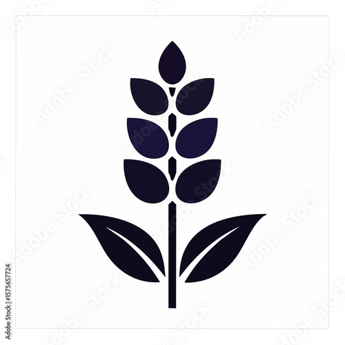 Elegant Wheat Stalk Illustration Simple Dark Floral Design Nature Icon Crop Harvest Agriculture Symbol