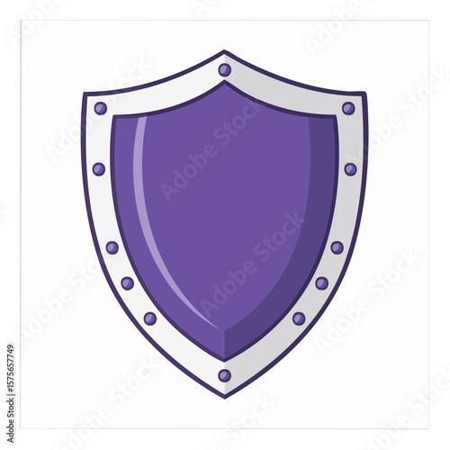 Isolated Purple Shield Illustration Protective Design Medieval Armor Icon Security Symbol Safeguard Concept Guardian Flat Style Defense Emblem