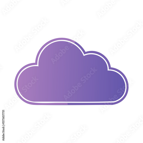 Floating Purple Cloud Icon with White Outline on Black Backdrop for Weather Forecast or Data Storage