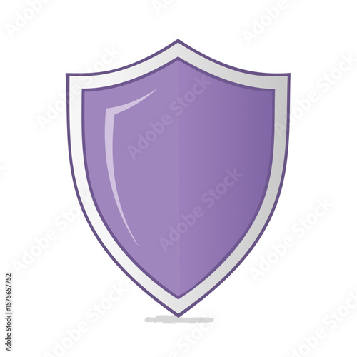 Isolated vector illustration featuring a purple shield with silver trim on a black backdrop creating a protective emblem concept