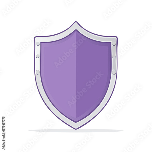 Purple Shield with Silver Trim Icon Design Represents Safety Defense and Security Medieval Style