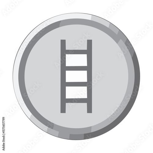 Silver Coin with Ladder Symbol Isolated Finance and Investment Icon