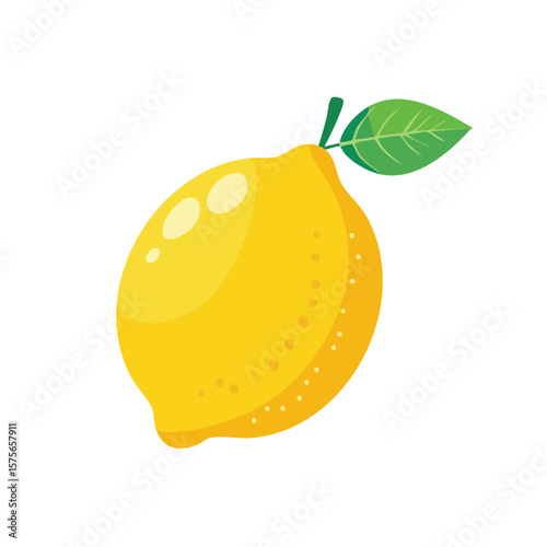 Vibrant yellow lemon with a green leaf on a black background showcases healthy eating and tropical citrus flavors.