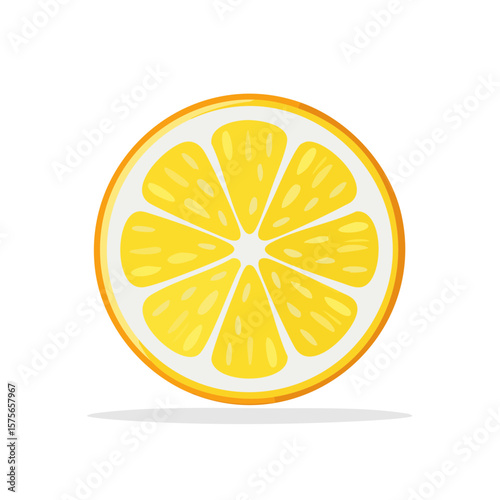 Isolated lemon slice illustration vibrant yellow citrus fruit graphic art on black background for healthy eating theme