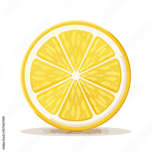 Single Citrus Slice Juicy Lemon Piece Graphic Vector Illustration