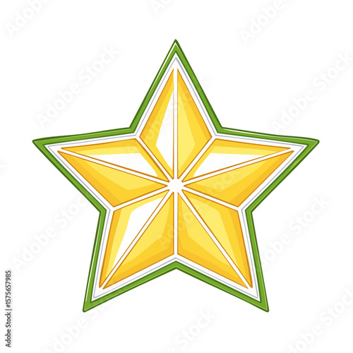 Stylized Star Fruit Slice Fresh Tropical Fruit Icon Graphic Element