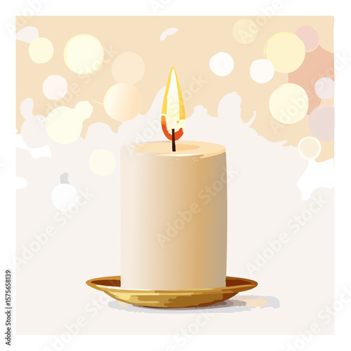 Elegant Candle Illustration with Bokeh Lights