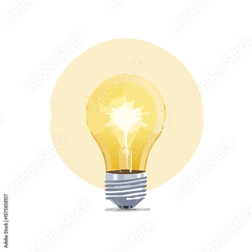 Illustration of a glowing light bulb on a white background