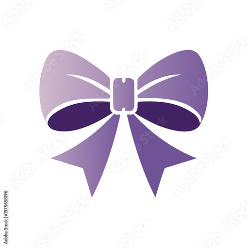Elegant Purple Ribbon Bow Decoration Symbol Design on Black Background