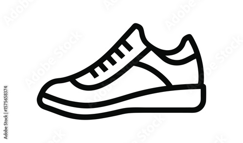Simple line art icon of a modern athletic sneaker shoe