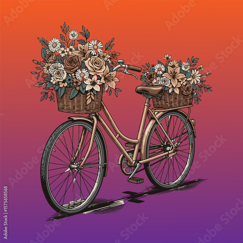 vintage bicycle with flowers