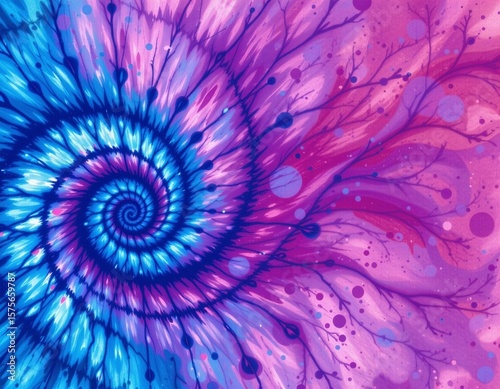 create an abstract colorful blue and purple art design that features a batik inspired spiral swirl pattern reminiscent of shibori tie dye textures