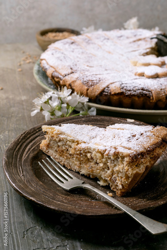 Homemade Rustic Cake Pastiera Napolitano With Flowers