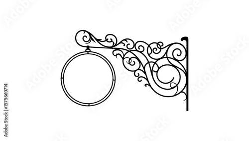 old german shop ornament, black isolated silhouette