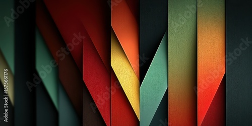 Bold geometric patterns in vibrant colors create a striking visual effect in modern art installation