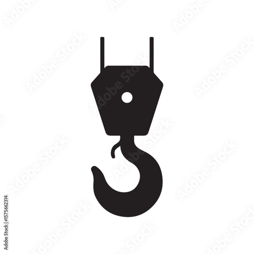 Crane hook silhouette isolated on white background. Crane hook icon vector illustration