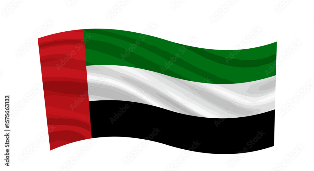 A waving flag with red green white and black stripes A waving flag with red green white and black stripes