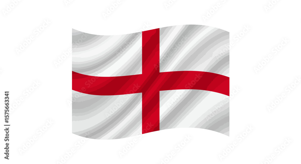 Fototapeta premium Waving flag of England with a red cross on a white background