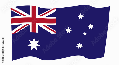 Waving Australian flag with Union Jack and stars