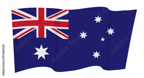 Waving Australian flag with stars and Union Jack