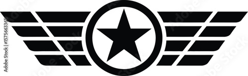 Bold Black Star and Wing Emblem Design