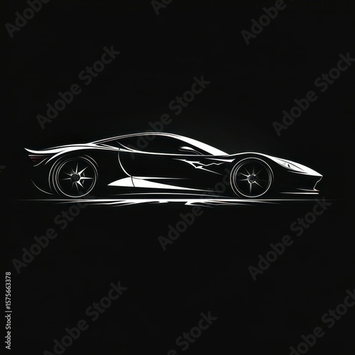 Sleek modern car silhouette design showcases elegance and speed in a dark background setting
